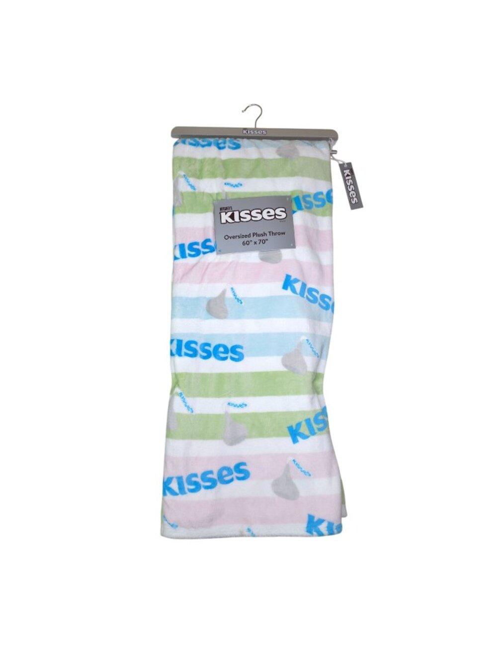 Hersheys Kisses Oversized Plush Throw Blanket 60" x 70" Pastel Stripes & Logo